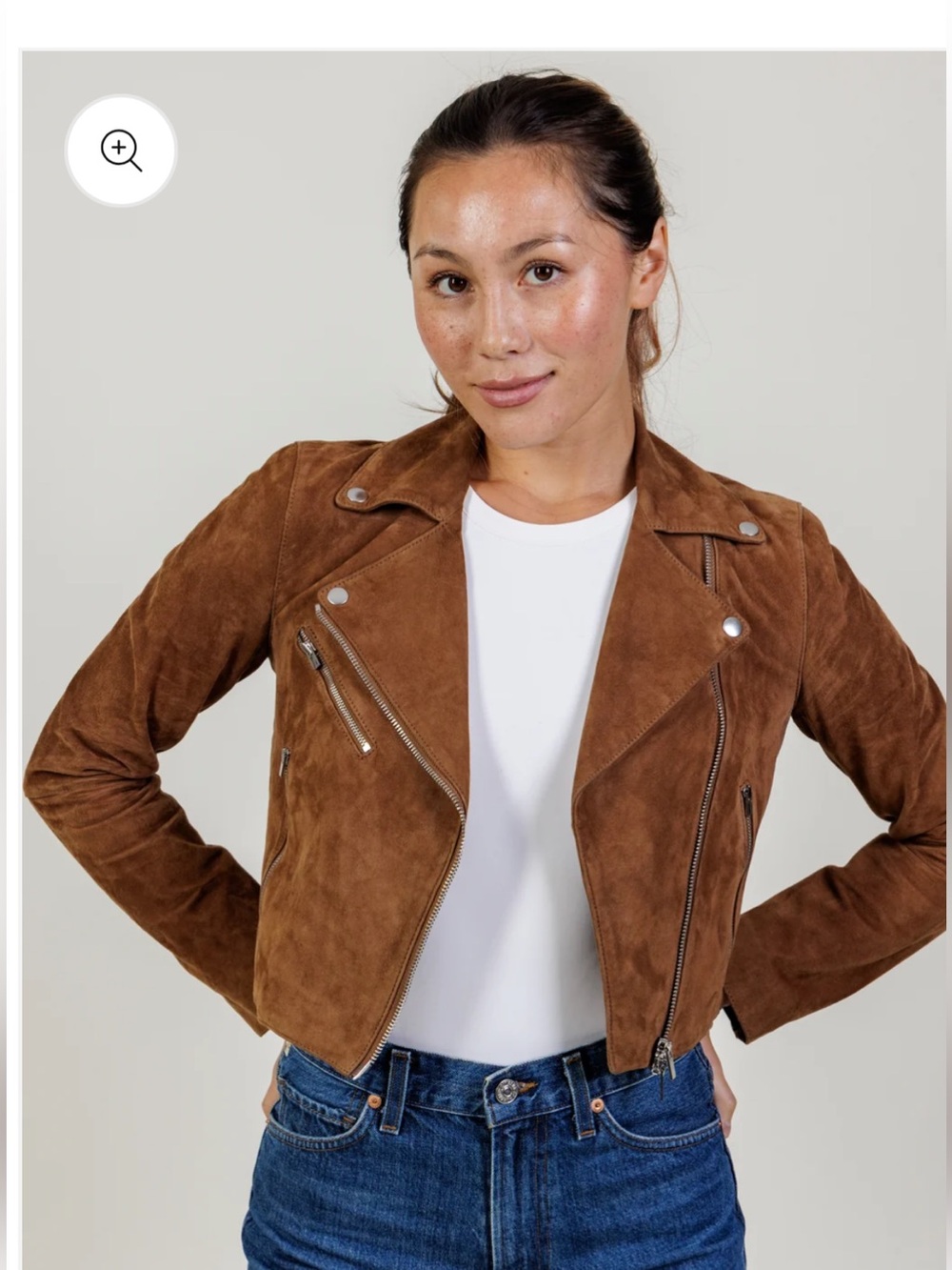 Final Price- No Offers! Club Monaco Tan Brown Lambskin Suede Moto Jacket
